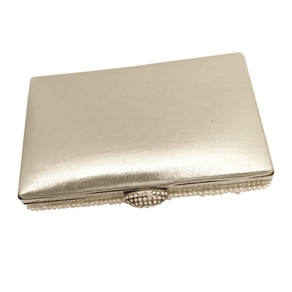 NEW - Beaded Silver Evening Clutch - Picture 3 of 3